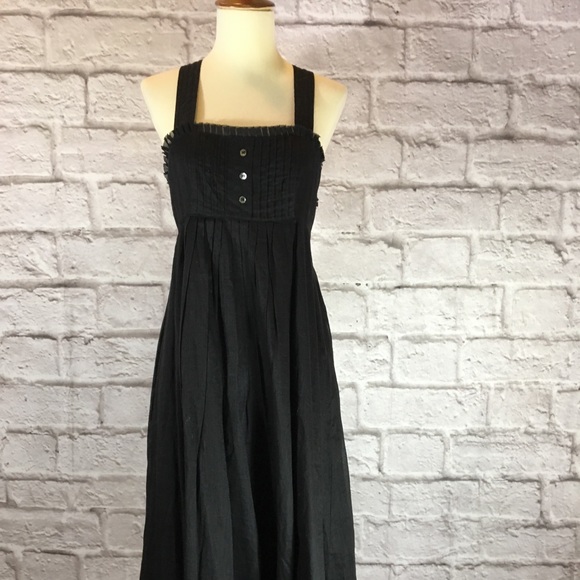 cotton black midi dress
